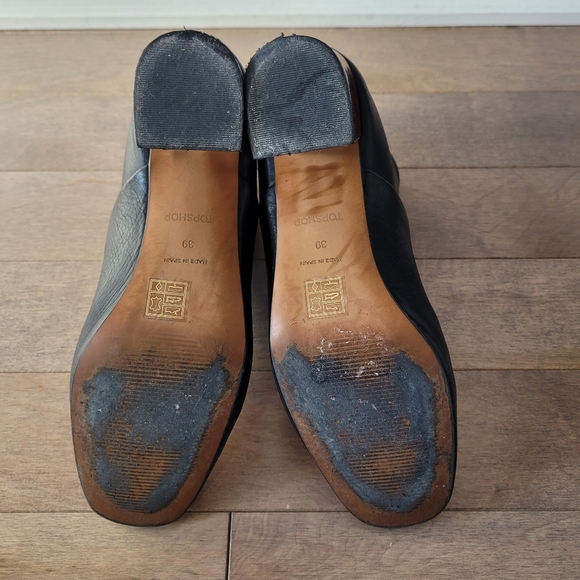 Black Topshop leather boots with red block heels 39 - Picture 13 of 14